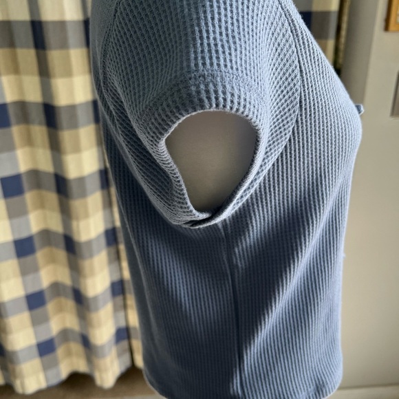 OUTLAW: Women Blue Lace Up Tie Front Crop Top, Size L - Picture 2 of 13